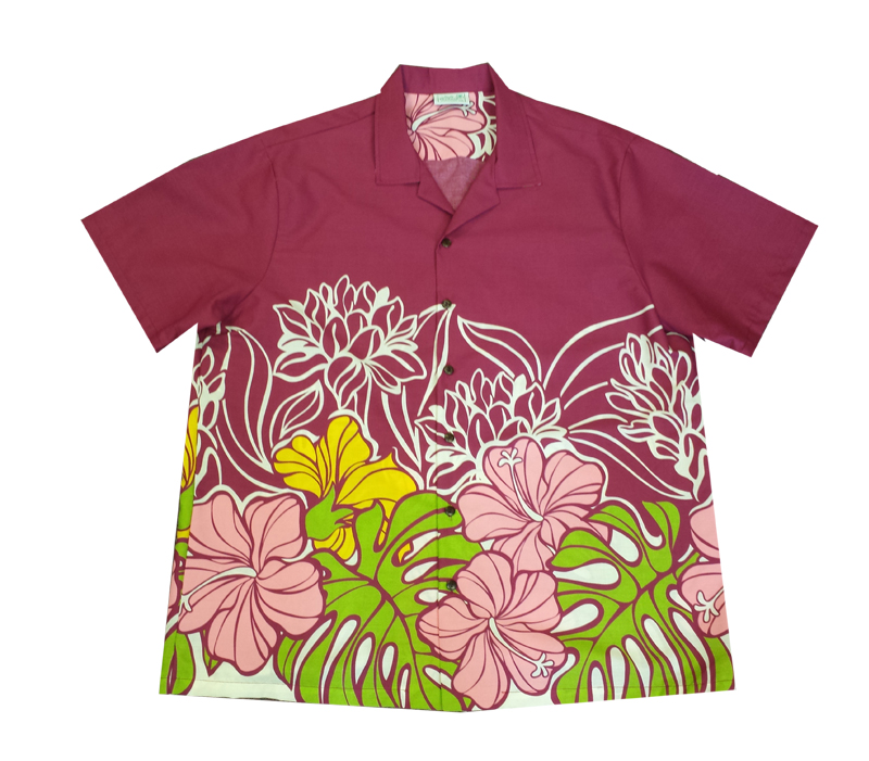 Light purple colorful hibiscus Cotton Blended Men Shirt